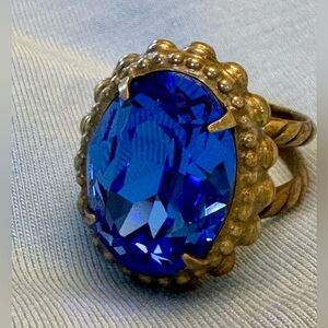Sorrelli Cobalt Royal Ceylon Blue Crystal Statement Ring in Gold-Tone Setting